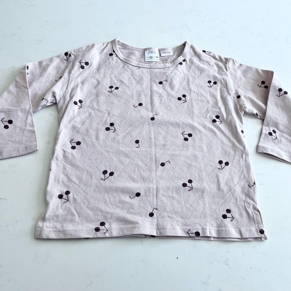 Zara girls cherry print long sleeve shirt size 3/4